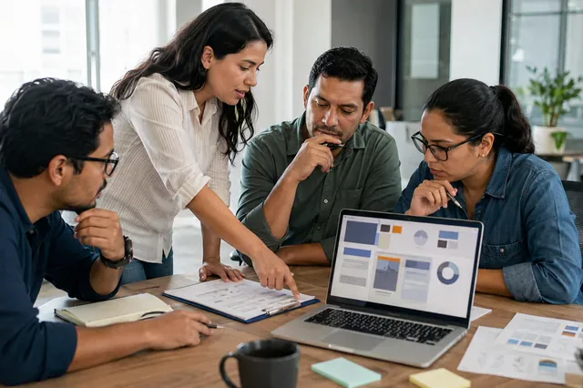 Equipo revisa un resultado de inteligencia artificial antes de aprobarlo.