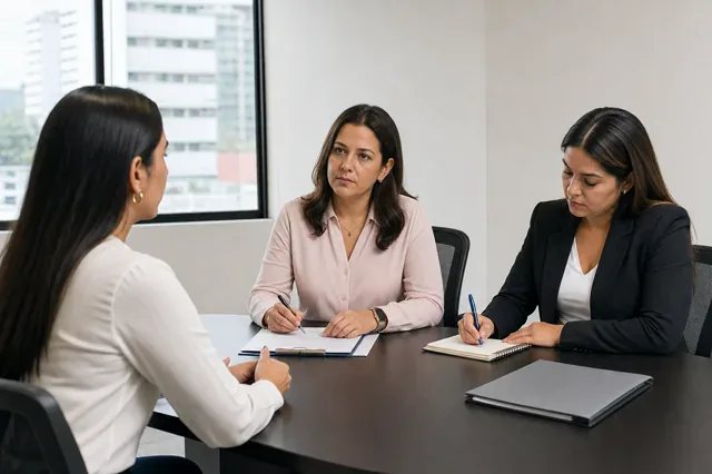 Profesional de recursos humanos realiza una entrevista estructurada.
