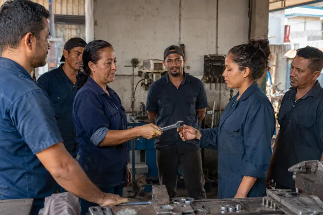 Equipo integra a un nuevo compañero al comenzar el turno de trabajo.